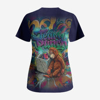 Team Punch The Monkey Scrub Top Baby Monkey Stay Strong Graffiti Style