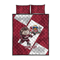 Latvia Hockey Custom Quilt Bed Set Hedgehog Par Latviju!