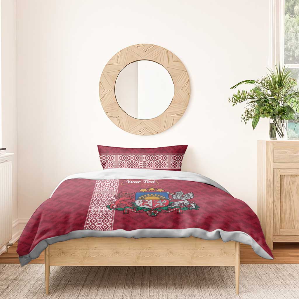 Personalised Latvia Bedding Set Latvijas Republika Folk Pattern