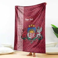 Personalised Latvia Blanket Latvijas Republika Folk Pattern