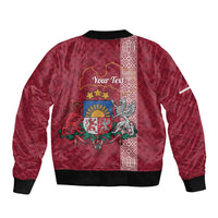 Personalised Latvia Bomber Jacket Latvijas Republika Folk Pattern