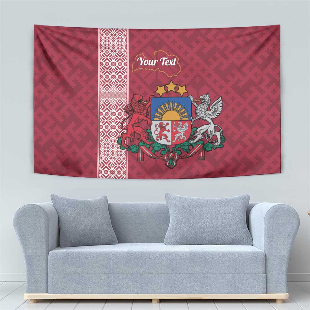 Personalised Latvia Tapestry Latvijas Republika Folk Pattern