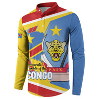 DR Congo Independence Day Personalized Button Sweatshirt Congo-Kinshasa Coat Of Arms Style