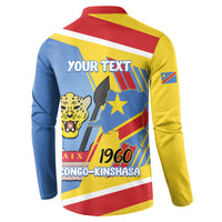 DR Congo Independence Day Personalized Button Sweatshirt Congo-Kinshasa Coat Of Arms Style