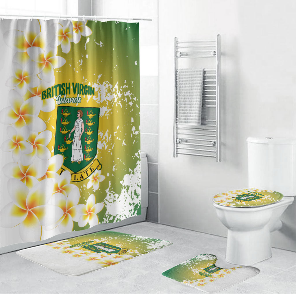 British Virgin Islands Day Bathroom Set Vigilate Plumeria Alba Coat Of Arms