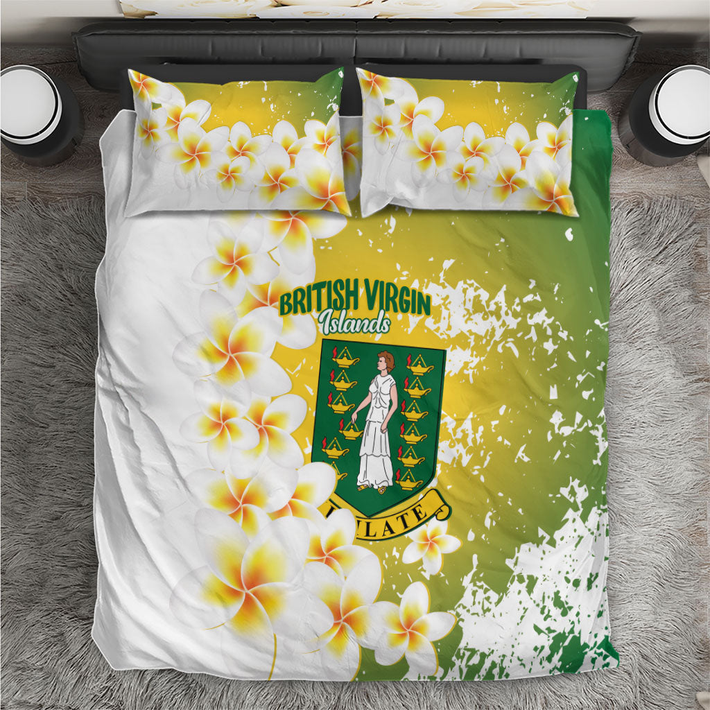 British Virgin Islands Day Bedding Set Vigilate Plumeria Alba Coat Of Arms