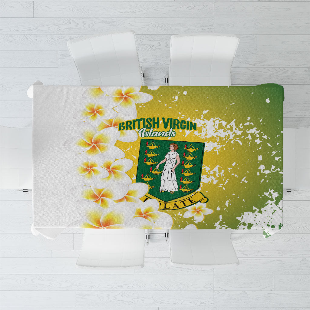 British Virgin Islands Day Tablecloth Vigilate Plumeria Alba Coat Of Arms
