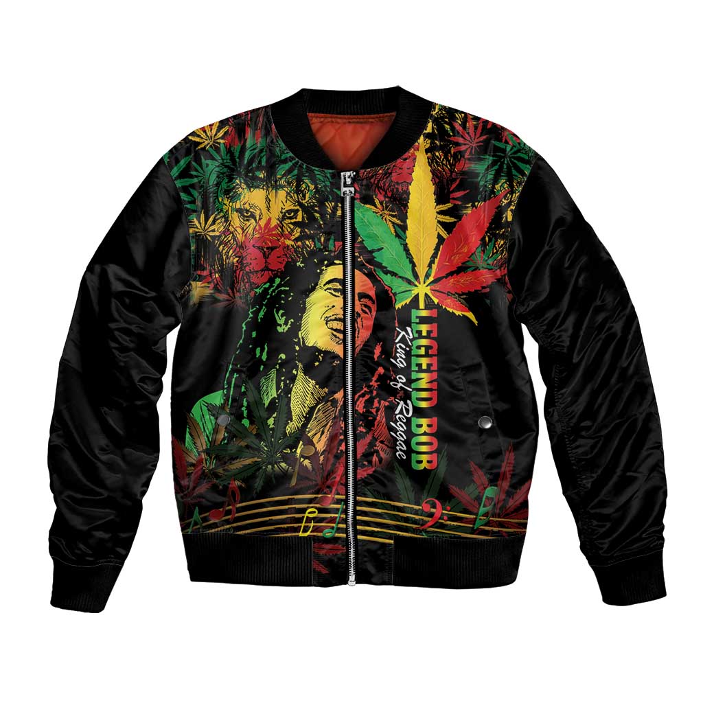 King Of Reggae Legend Bob Bomber Jacket Rasta Cannabis - Wonder Print Shop