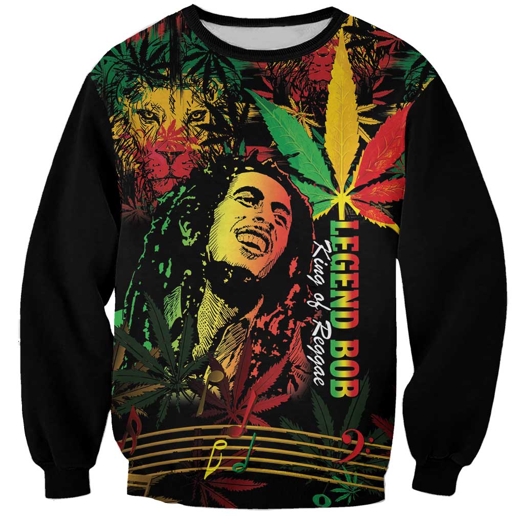King Of Reggae Legend Bob Sweatshirt Rasta Cannabis - Wonder Print Shop