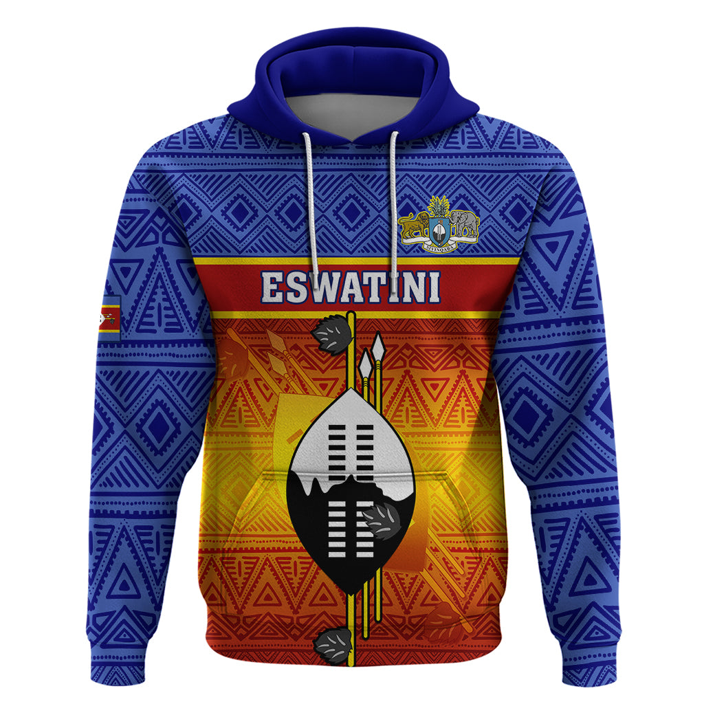 Eswatini Independence Day Hoodie Swaziland Nguni Shield Gradient African Pattern - Wonder Print Shop