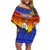 Eswatini Independence Day Off Shoulder Short Dress Swaziland Nguni Shield Gradient African Pattern - Wonder Print Shop