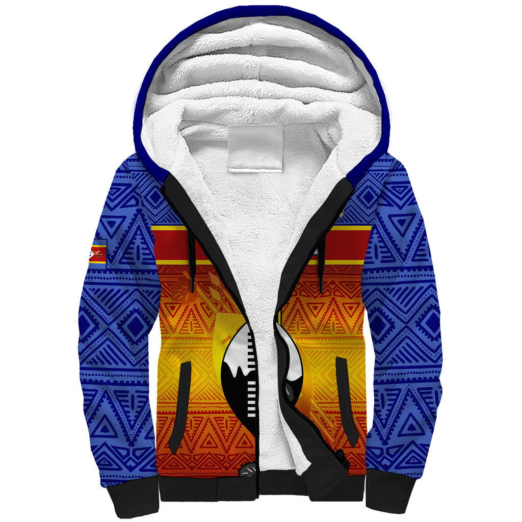 Eswatini Independence Day Sherpa Hoodie Swaziland Nguni Shield Gradient African Pattern - Wonder Print Shop