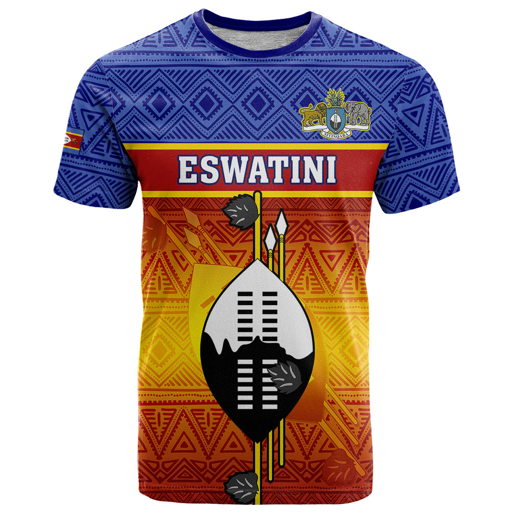 Eswatini Independence Day T Shirt Swaziland Nguni Shield Gradient African Pattern - Wonder Print Shop