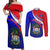 Belize Independence Day Couples Matching Off Shoulder Maxi Dress and Long Sleeve Button Shirts Coat Of Arms Curve Style - Wonder Print Shop