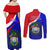 Belize Independence Day Couples Matching Off Shoulder Maxi Dress and Long Sleeve Button Shirts Coat Of Arms Curve Style - Wonder Print Shop