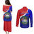 Belize Independence Day Couples Matching Puletasi Dress and Long Sleeve Button Shirts Coat Of Arms Curve Style - Wonder Print Shop