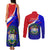 Belize Independence Day Couples Matching Tank Maxi Dress and Long Sleeve Button Shirts Coat Of Arms Curve Style - Wonder Print Shop