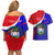 Personalised Belize Independence Day Couples Matching Off Shoulder Short Dress and Hawaiian Shirt Coat Of Arms Curve Style - Wonder Print Shop