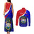 Personalised Belize Independence Day Couples Matching Tank Maxi Dress and Long Sleeve Button Shirts Coat Of Arms Curve Style - Wonder Print Shop