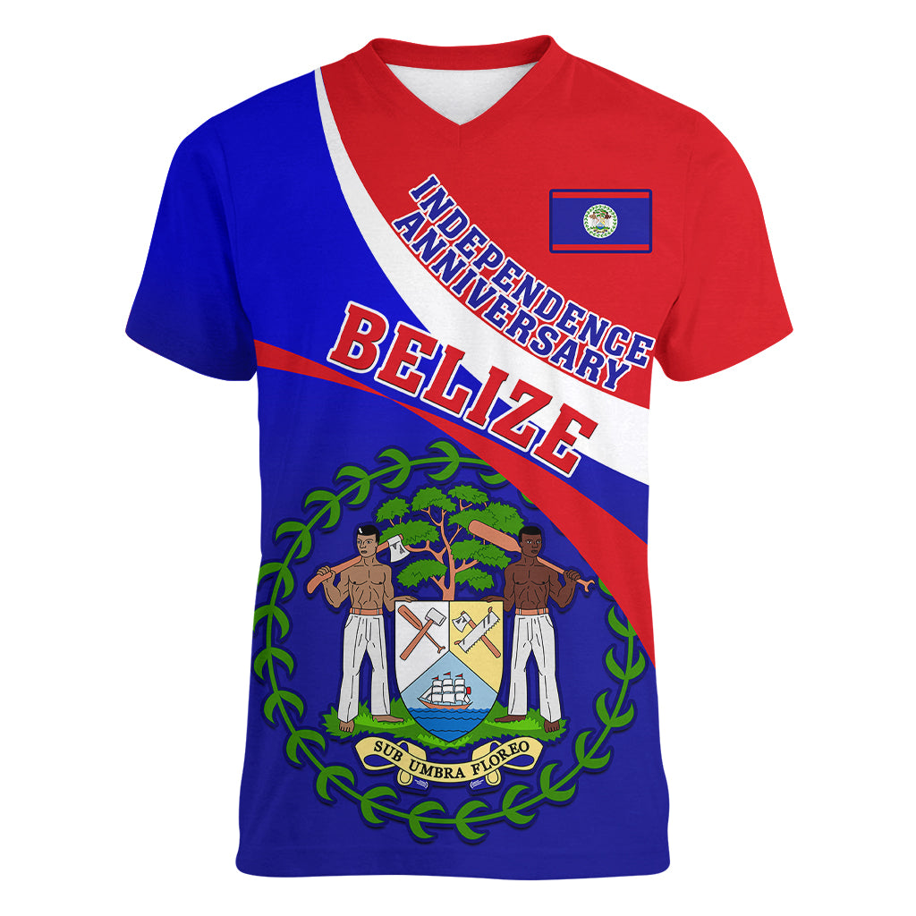 personalised-belize-independence-day-women-v-neck-t-shirt-coat-of-arms-curve-style