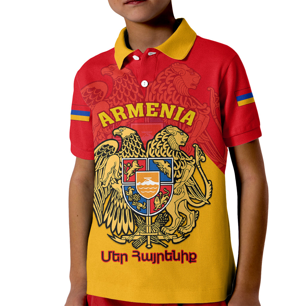 Armenia Independence Day Kid Polo Shirt Armenian Coat Of Arms 32st Anniversary - Wonder Print Shop