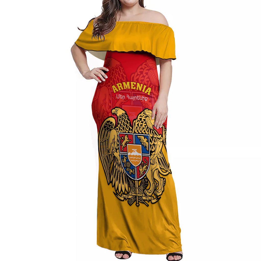 Armenia Independence Day Off Shoulder Maxi Dress Armenian Coat Of Arms 32st Anniversary - Wonder Print Shop