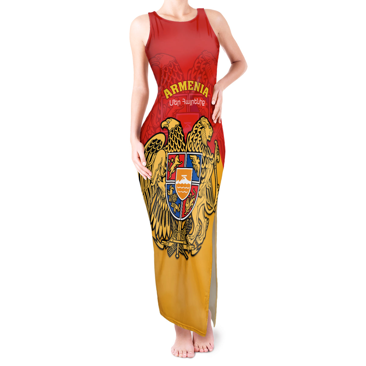 Armenia Independence Day Tank Maxi Dress Armenian Coat Of Arms 32st Anniversary - Wonder Print Shop