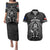 New Zealand Aotearoa Rugby Couples Matching Puletasi Dress and Hawaiian Shirt NZ Tiki With Maori Fern World Cup Black Version - Wonder Print Shop