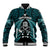 New Zealand Aotearoa Rugby Baseball Jacket NZ Tiki With Maori Fern World Cup Turquoise Version - Wonder Print Shop