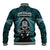 New Zealand Aotearoa Rugby Baseball Jacket NZ Tiki With Maori Fern World Cup Turquoise Version - Wonder Print Shop