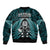 New Zealand Aotearoa Rugby Bomber Jacket NZ Tiki With Maori Fern World Cup Turquoise Version - Wonder Print Shop