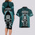 New Zealand Aotearoa Rugby Couples Matching Long Sleeve Bodycon Dress and Hawaiian Shirt NZ Tiki With Maori Fern World Cup Turquoise Version - Wonder Print Shop