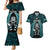 New Zealand Aotearoa Rugby Couples Matching Mermaid Dress and Hawaiian Shirt NZ Tiki With Maori Fern World Cup Turquoise Version - Wonder Print Shop