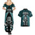 New Zealand Aotearoa Rugby Couples Matching Summer Maxi Dress and Hawaiian Shirt NZ Tiki With Maori Fern World Cup Turquoise Version - Wonder Print Shop