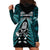 New Zealand Aotearoa Rugby Hoodie Dress NZ Tiki With Maori Fern World Cup Turquoise Version - Wonder Print Shop