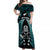 New Zealand Aotearoa Rugby Off Shoulder Maxi Dress NZ Tiki With Maori Fern World Cup Turquoise Version - Wonder Print Shop