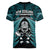 New Zealand Aotearoa Rugby Women V Neck T Shirt NZ Tiki With Maori Fern World Cup Turquoise Version - Wonder Print Shop