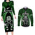 New Zealand Aotearoa Rugby Couples Matching Long Sleeve Bodycon Dress and Long Sleeve Button Shirts NZ Tiki With Maori Fern World Cup Green Version - Wonder Print Shop