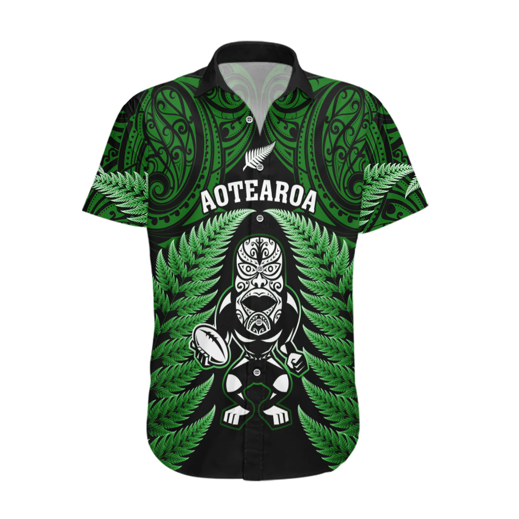 New Zealand Aotearoa Rugby Hawaiian Shirt NZ Tiki With Maori Fern World Cup Green Version - Wonder Print Shop