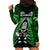 New Zealand Aotearoa Rugby Hoodie Dress NZ Tiki With Maori Fern World Cup Green Version - Wonder Print Shop