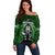 New Zealand Aotearoa Rugby Off Shoulder Sweater NZ Tiki With Maori Fern World Cup Green Version - Wonder Print Shop