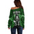 New Zealand Aotearoa Rugby Off Shoulder Sweater NZ Tiki With Maori Fern World Cup Green Version - Wonder Print Shop