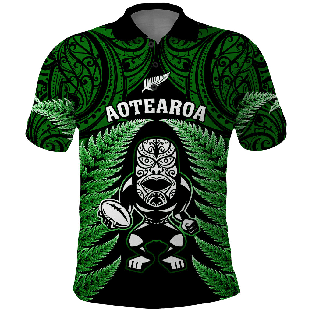 New Zealand Aotearoa Rugby Polo Shirt NZ Tiki With Maori Fern World Cup Green Version - Wonder Print Shop