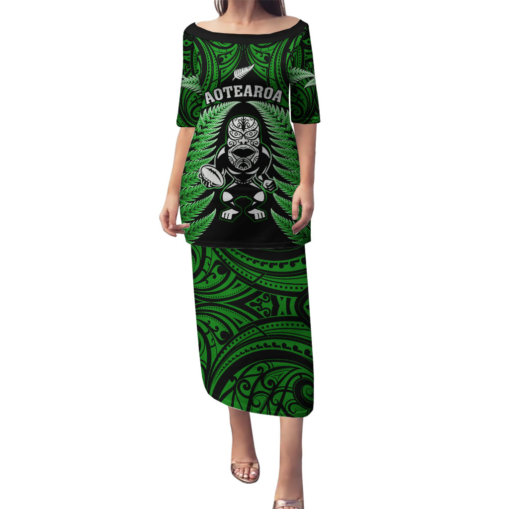 New Zealand Aotearoa Rugby Puletasi NZ Tiki With Maori Fern World Cup Green Version - Wonder Print Shop