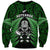 New Zealand Aotearoa Rugby Sweatshirt NZ Tiki With Maori Fern World Cup Green Version - Wonder Print Shop