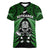 New Zealand Aotearoa Rugby Women V Neck T Shirt NZ Tiki With Maori Fern World Cup Green Version - Wonder Print Shop