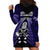 New Zealand Aotearoa Rugby Hoodie Dress NZ Tiki With Maori Fern World Cup Blue Version - Wonder Print Shop