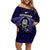 New Zealand Aotearoa Rugby Off Shoulder Short Dress NZ Tiki With Maori Fern World Cup Blue Version - Wonder Print Shop