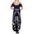 New Zealand Aotearoa Rugby Summer Maxi Dress NZ Tiki With Maori Fern World Cup Blue Version - Wonder Print Shop