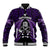 New Zealand Aotearoa Rugby Baseball Jacket NZ Tiki With Maori Fern World Cup Purple Version - Wonder Print Shop